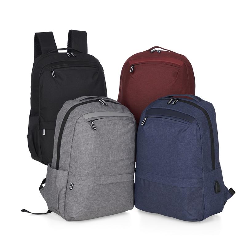 MOCHILA DE NYLON USB 21L TRÊS COMPARTIMENTOS