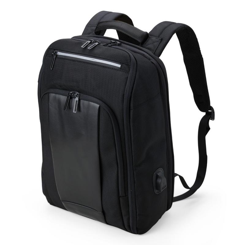 MOCHILA NYLON 23L COM DETALHES EM COURO SINTÉTICO